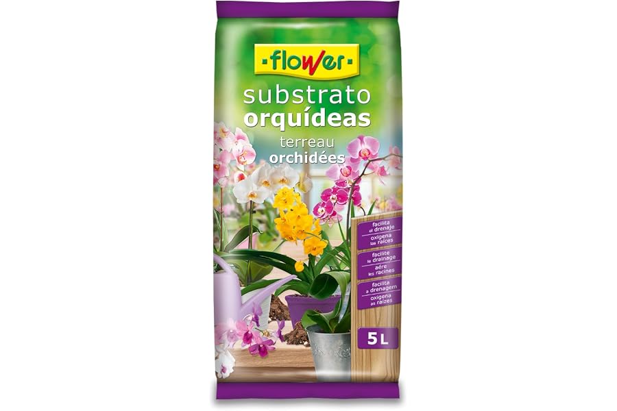 Flower - Sustrato para Orquídeas 5 L | Corteza de Pino para Orquídeas y Plantas Epífitas | Drenaje y Aireación | Retención de