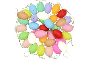 JAOUCUE 36x Ostereier zum Aufhängen,Bunte Plastik Eier Ostern, Ostereier Deko, Eier Ostern Deko, Plastikeier zum Aufhängen & Dekorieren Kunststoffeier für draußen und innen Osterdeko Deko zu Ostern