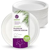 GoBeTree 100 Disposable Plates 23 cm Round Sugar Cane, Plain | Elegant White Bagasse Round Plates for First, Second, Salads a