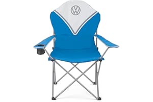 BRISA Volkswagen Deluxe VW Folding Camping Chair Lightweight Portable Heavy Duty Padded With Cup Holder, Campervan Accessories - Gifts For Camper Van Owners