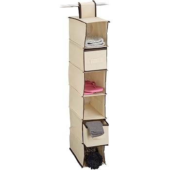 Étagère Suspendue RELAXDAYS 4 Compartiments - Tissu Gris - 97x30x30 Cm - Pour Armoire Ou Penderie
