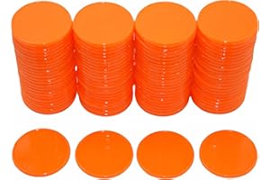 Smartdealspro Undurchsichtiger Lernzähler aus Kunststoff, Mini-Poker-Chips, Spielsteine mit Aufbewahrungsbox (Orange-Rot, 25 mm)
