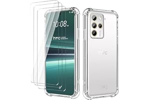 LYZXMY case for HTC U23 Pro 5G Transparent mobile phone case + 3 pcs tempered glass protective film, case soft silicone TPU Anti Scratch Anti Collision Clear Case