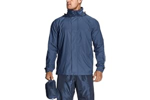 yeyity Giacca impermeabile da uomo, leggera, pieghevole, con cappuccio, traspirante, a vento