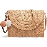 CaissipWomen's Hand Wrist Straw Clutch Bag Bohemian Summer Beach Sea Purse and Handbag Brown Size: One Size
