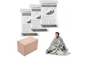 MIXIAO Emergency Foil Blanket (Pack of 100), Survival Thermal Mylar Blankets Individually Packaged Perfect for Outdoors, Hiking, Survival, Marathons or First Aid