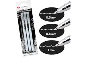 Sonnet Penne Bianche A Gel Set Da 3 | Punte Varie Dimensioni - Fine (0.5mm), Media (0.8mm) & Grossa (1.0mm) | Creati Da Nevskaya Palitra