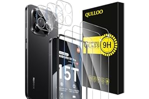 QULLOO Schutzfolie für Xiaomi Mi 15T Pro für Panzerglas, 3 Stück Displayschutzfolie mit 3 Stück Kameraschutz, 9H Härte Gehärtetes Glas HD Klar Schutzglas Anti-Kratzen Folie