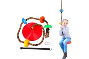 HIUOUIH Altalena da Giardino per Bambini Corda da Arrampicata per Disco su Albero Altalene Bimbi Swing Altezza Regolabile per Esterno Interno