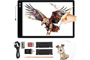 Upgraded Rechargeable A2 Light Pad, TOHETO 5200mAh Battery Powered Large Tracing Light Box, 6 Levels & Stepless / 3 Colors Super Bright Light Board for Diamond Painting, Tattoo Drawing, Sketching