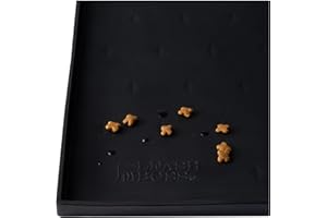 LEASH BOSS Leashboss Splash Mat XXL Dog Food Mat with Tall Lip, Dog Bowl Mat for Food and Water or Fountain, Non Slip Waterproof Silicone Pet Food Mat for Dogs and Cats (XXL - 76 x 56 cm, Black)