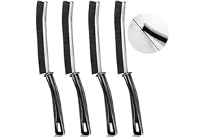 iCovalescent 4 Pezzi Spazzola per la Pulizia delle Fessure, Strumento Manuale per la Pulizia della Casa con Manico Lungo, per WC, Cucina, Fessure, Finestre, Porte (Nero)