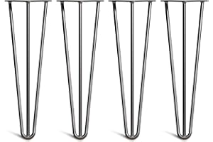 THE HAIRPIN LEG CO. [HLC] 4 x Hairpin Table Legs – Superior Double Weld Steel Construction With Screws, Build Guide & Protector Feet Worth £8 Included! – 10mm Steel [16"/40cm,Black]