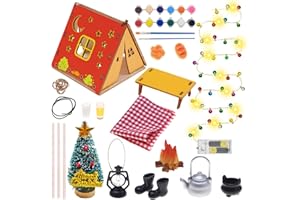 Shinybox Accessori Casa Bambole, Set di Ornamenti in Miniatura, Casa Bambole Miniatura, Mini Accessori Falò e 12 Colori Pigmentati, Natale Decorazioni