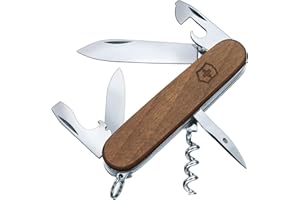 Victorinox Spartan Bois Couteau de Poche Suisse, Léger, Couteau Multifonction, 11 Fonctions, Lame, Ouvre Boite, Tire Bouchon, Bois