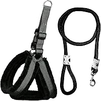 TYSON Feather Soft Padded Nylon Dog Harness(NOT for Puppies), Dog Vest Harness Body Belt & Rope (Small, Black)