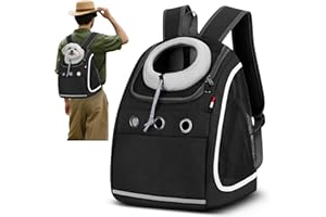 ALLSOPETS Zaino Cani Zaini Porta Cani Gatti Zaino Trasporto Cani e Cuccioli Marsupio Animali Domestici Zaino Gatto con Guinzaglio di Sicurezza per Viaggo Campeggio Escursioni (Nero Carbone)