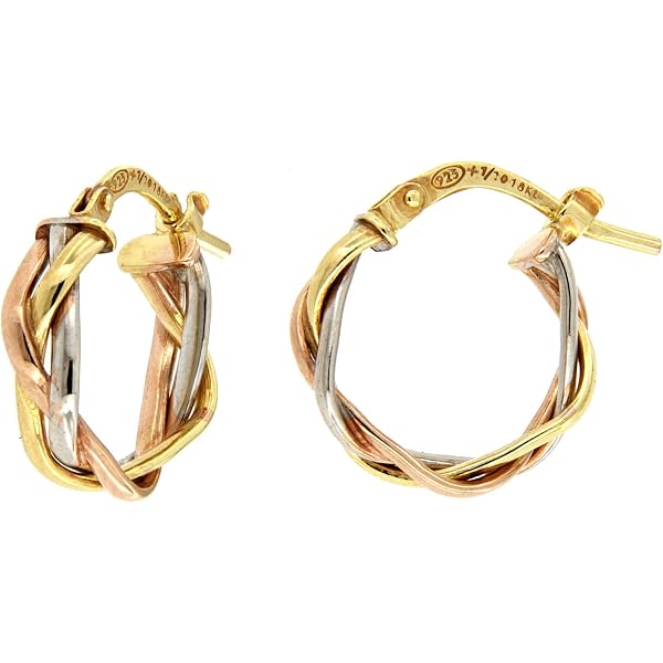 Boucles D'oreilles Fleurs En Zirconium Cubique Facetté - Plaqué Or 18 Carats, Bleu, Clous, Neuf Avec étiquettes