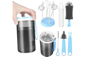 BLIMYSWE Juego de cepillos para biberones 6 en 1, Kit Limpia biberones de Viaje con Cepillo Extensible de Silicona para biberones, Cepillo Limpiador de tetinas, Cepillo para pajitas, dispensador de jabón.