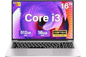 BVATE Ordenador Portátil 16 Pulgadas Win11 16+512GB SSD Soporte 1TB SSD Expansión Portátil Gaming Ventilador Refrigeración Core i3（hasta 3,2 GHz） 5G WiFi BT4.2 Mini Puerto Multimedia 1920x1200-Silver