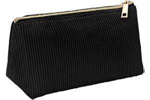 JEFURE Federmäppchen, Mäppchen Cord-Stoff, Großes Fassungsvermögen Schlampermäppchen, Schüttelpenal, Stiftemäppchen für Schule, Büro, Faulenzermäppchen (Schwarz)