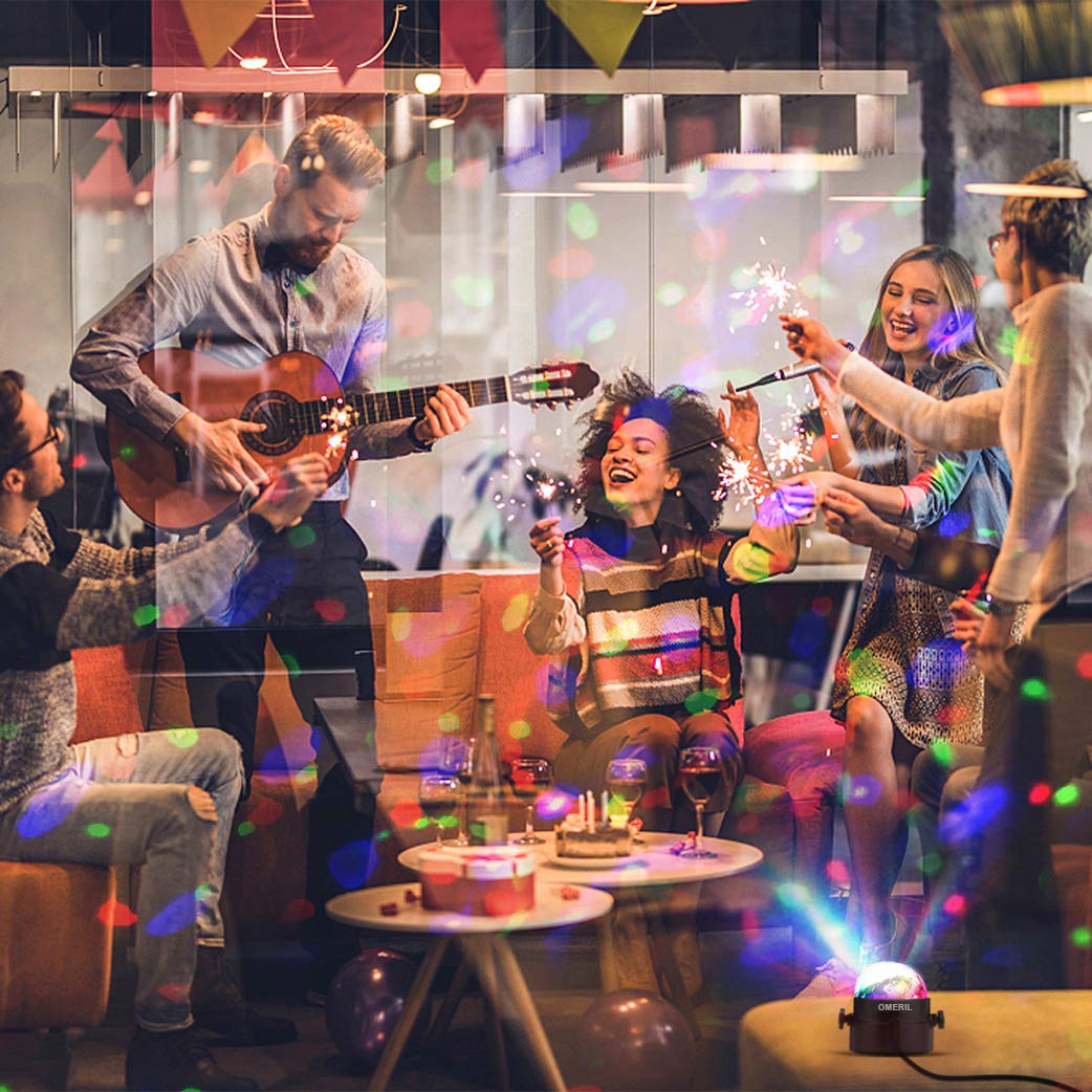 Boule-Disco-de-Commande-Vocale-OMERIL-7-Couleurs-Boule--Facette-avec-Tlcommande-et-Cble-USB-4M-Jeux-de-Lumiere-Lampe-de-Scne-Contrle-Automatique-Lampe-Disco-pour-FteNolBarClubDJ