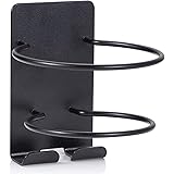 Amazon Brand – Eono Self Adhesive hair dryer holder – Wall Mount, Stainless Steel, Black