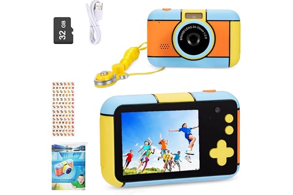 YunLone Appareil Photo pour Enfants, 24MP 1080P FHD Appareil Photo Numérique 2.4" Selfie Apareille Photo Video Caméra avec 32G Carte, Zoom, Cadeaux pour Garçons & Filles de 3 4 5 6 7 8 9 10 11 12 Ans