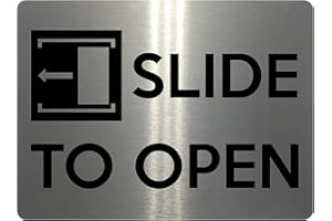 XTRA-PRINT 1544 SLIDE TO OPEN Direction Left Metal Aluminium Plaque Sign House Door Office (20x15cm, Brushed Silver)