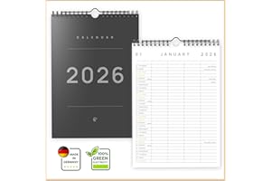 UNITURE Family Calendar 2026 4 columns - Couple Calendar 2026 - Planner 2026 4 columns - Wall Calendar 2026 A4 Portrait - Family Planner 2026