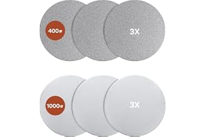 6 St Slipskivor för MMOBIEL Rullande Knivslipare – Extra Magnetiskt Slip- och Polerskivset – Diamant och Keramik #400 & #1000