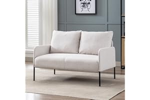 ‎WAHSON OFFICE CHAIRS Wahson Sofa 2 Sitzer Couch mit Lehne, gepolsterter Sessel Loungesofa Stoffsofa Metallrahmen, Doppelsofa für Wohnzimmer Empfang Café 120 x 76.5 x 80 cm