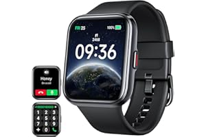 ENOMIR Smart Watch (Answer/Make Call), Alexa Built-in, 1.8'' Fitness Watch with Heart Rate SpO2 Sleep Monitor, 100 Sports Modes, 5ATM Waterproof, Step Counter and Smartwatches for iOS Android Phones