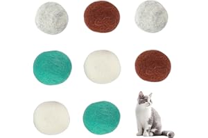 FADRUN 8 bolas de fieltro para gatos, juguete natural para gatos, juego de juguetes interactivos de peluche para gatos, para mantener a tu gatito feliz y saludable con bolas suaves y coloridas