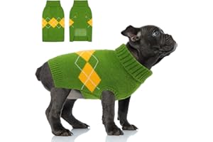 ALAGIRLS Pull à col roulé pour Chien, vêtement d'hiver Chaud en Tricot, Manteau Classique pour Chien, vêtement pour Chiens de Petite et Moyenne Taille, Vert, Taille S