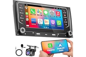 INEXACCESSORIES 5G WiFi Upgrade 4+64GB Autoradio für Audi A4 S4 RS4 2002-2008 mit Wireless CarPlay & Android Auto, 7" IPS HD Autoradio mit GPS Rückfahrkamera SWC Bluetooth 5.2 DSP EQ