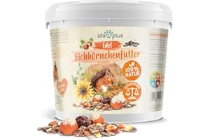 Ida Plus Edel Eichhörnchenfutter - 1000 g - Reich an Nüssen & Früchten - Ganzjahres Futter im Eimer - für Eichhörnchen & Streifenhörnchen - 100% natürlich & ausgewogen