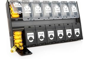 MOSSIME XL Large Weekly Pill Organizer 2 Times A Day, Hinged Lids Daily Vitamin Pill Box Holder Am Pm,Big Pill Container 7 Day, Medication Aid Organizer Twice A Day Small Medicine Organizer for Supplyment