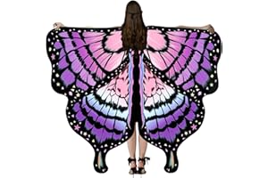 YIZEMAY Damen Schmetterlings Umhang, Faschingskostüme Damen Schmetterling Kostüm mit Haarreif Karneval Maske Schmetterlingsflügel Erwachsene Poncho Umhang für Karnevel Kostüm Cosplay Party (A-Colorful)