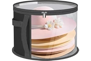 Febbya Boite Chapeau Noir Rond - Boîte de Chapeaux Pliables Tissu Avec Paupière et Fermeture Éclair 2 x 42 x 26 cm Résistante à la Poussière et à Humidité Idéale pour les Chapeaux Haut-de-Forme