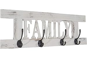 ‎MENDLER Mendler Wandgarderobe HWC-C60 Family, Garderobe Garderobenpaneel, Shabby-Look Vintage 60x21cm - weiß, shabby