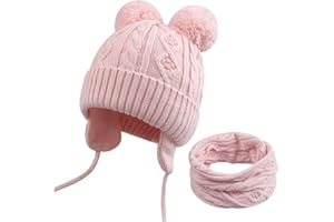 VUCDXOP Set di Sciarpa + Cappello per Bambini, Cappello Lavorato a Maglia per Ragazze + Sciarpa a Tubo, Cappello Invernale per Bambino, Cappello Berretto con Sciarpa Set, Sciarpa Invernale