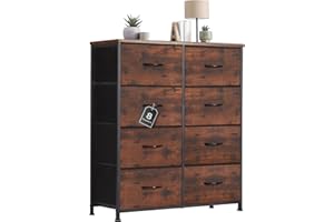‎SWEETCRISPY Sweetcrispy Kommode mit Stoff-Schubladen, Sideboard mit 8 Stoff-Schubladen, Schubladenschrank, Organisationsmöbel für Küche, Büro, Flur, TV-Schrank mit Schubladen