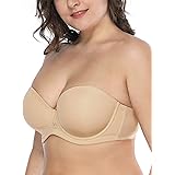 Deyllo Strapless Bra Multiway Plus Size Bra Underwire Full Coverage Wedding Bra for Women