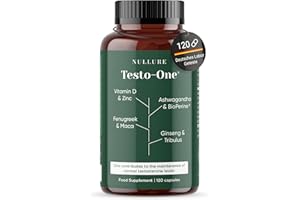 ‎NULLURE Nullure Testo-One Testosteron¹ Kapseln | Vegan & Ohne Magnesiumstearat | Unabhängig getestet in Deutschland | Ashwagandha + Maca + Tribulus + Bockshornklee + Ginseng + Zink | 120 Stück (2 Monate)