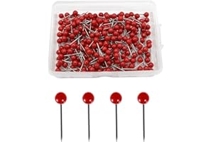 Yphzmtz 300 alfileres versátiles con cabeza de mapa, mini chinchetas, redondas, para tablón de anuncios, placa de corcho, mapas, fotos, manualidades, color rojo, 0,4 x 1,5 cm