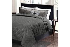 ‎WOLTU WOLTU Tagesdecke 220x240 cm Bettüberwurf Dunkelgrau, Steppdecke bei Ultraschall genäht, Bedspread Wohndecke weich und hautfreundlich, Sofaüberwurf Überwurfdecke für Bett