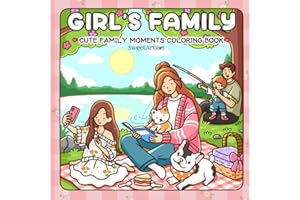 Girl's Family: Coloring Book for Adults and Teens – Cozy Daily Activities for Relaxation and Stress Relief, Featuring Cute Family Moments & Adorable Pets