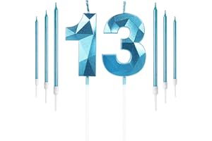 YIRAN Boys Blue 13th Birthday Candles Set, Number 13 Candle with Blue Long Candles, Birthday Candles for Cake, Birthday Candle, Cake Candles Cake Topper Decorations for Birthday Party Wedding Anniversary