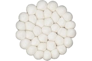 myfelt Linéa Filzkugel Untersetzer, Glasuntersetzer, Schurwolle, weiß, Ø 9 cm